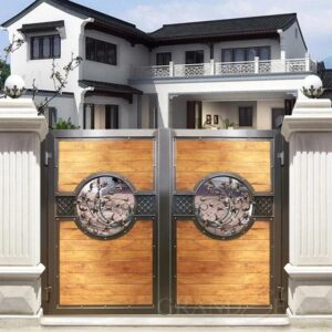 White and wood-inspired brown for a classic villa façade