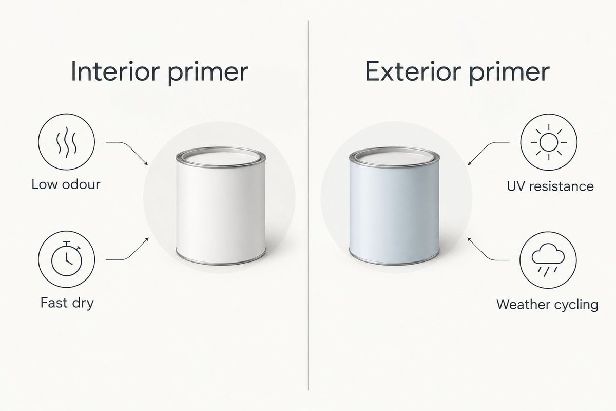 Comparison of interior versus exterior wall primer characteristics