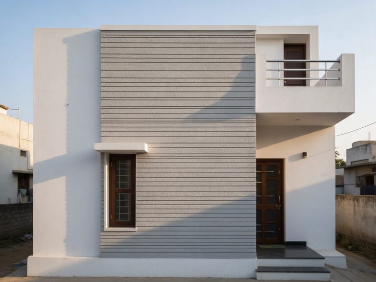 Illustration of a house exterior wall with horizontal grooved line texture